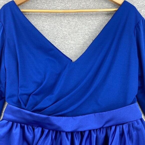 Hebeos Dress Womens 10 Blue Mini Satin Long Sleeve Formal Prom Party Dance NEW - Picture 9 of 16